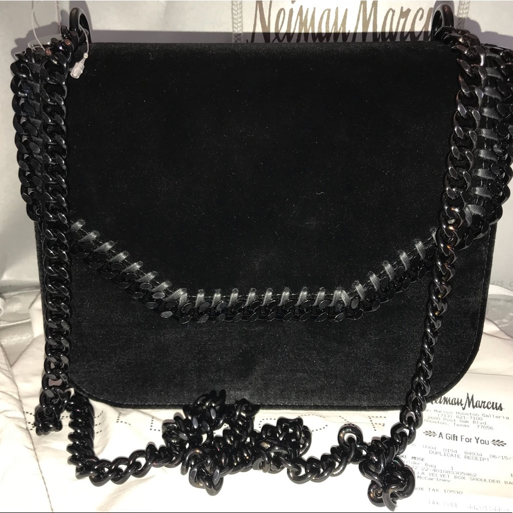 NWT Authentic Stella black on black velvet bag